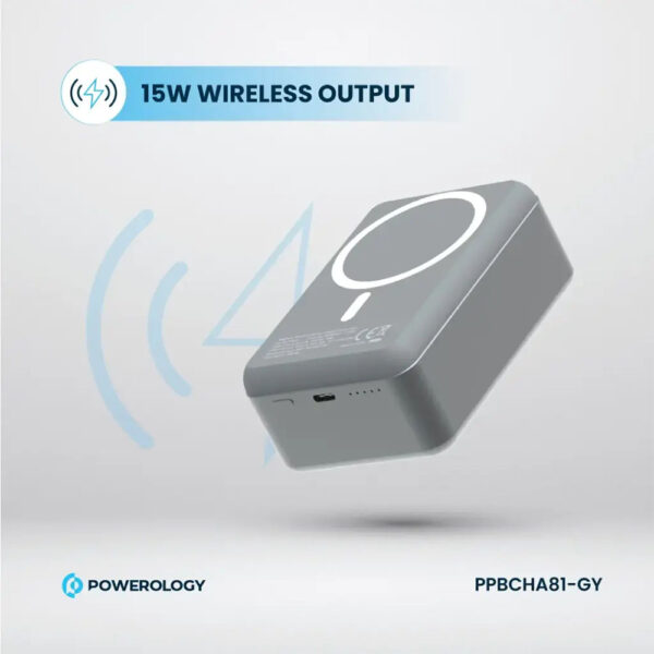 پاوربانک مگ سیف 30000 پاورولوژی Powerology Magsafe Aluminum Power Bank PPBCHA33 - خاکستری