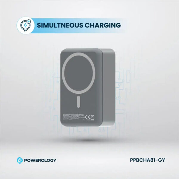 پاوربانک مگ سیف 30000 پاورولوژی Powerology Magsafe Aluminum Power Bank PPBCHA33 - خاکستری