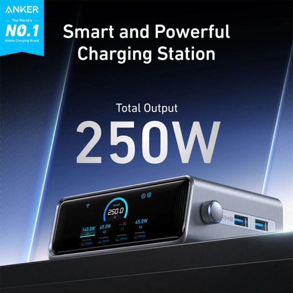 شارژر رو میزی 6 پورت انکر 250 وات مدل Smart, Ultra-Powerful Desktop Charging Station - A2345641