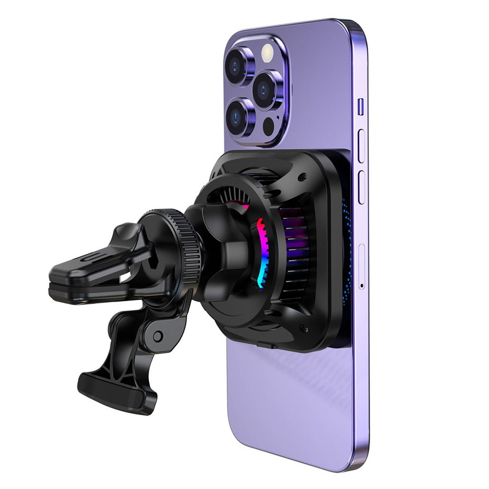 هولدر و شارژر مگ سیف همراه با فندکی پاورولوژی 15 وات مدل Qi2 Standard - 15W iPH15 رنگ مشکی