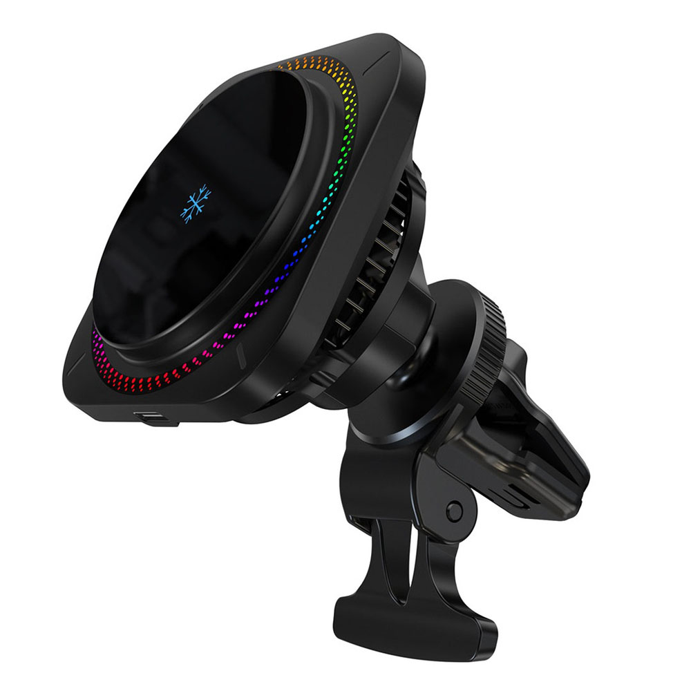 هولدر و شارژر مگ سیف همراه با فندکی پاورولوژی 15 وات مدل Qi2 Standard - 15W iPH15 رنگ مشکی