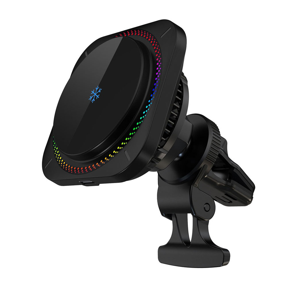 هولدر و شارژر مگ سیف همراه با فندکی پاورولوژی 15 وات مدل Qi2 Standard - 15W iPH15 رنگ مشکی