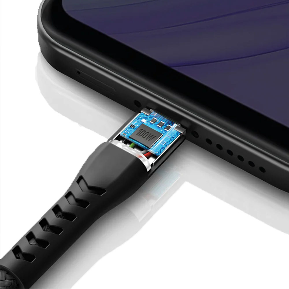 کابل شارژ کنفی انرژیا 3 متری USB-A به USB-C مدل NYLOFLEX رنگ مشکی