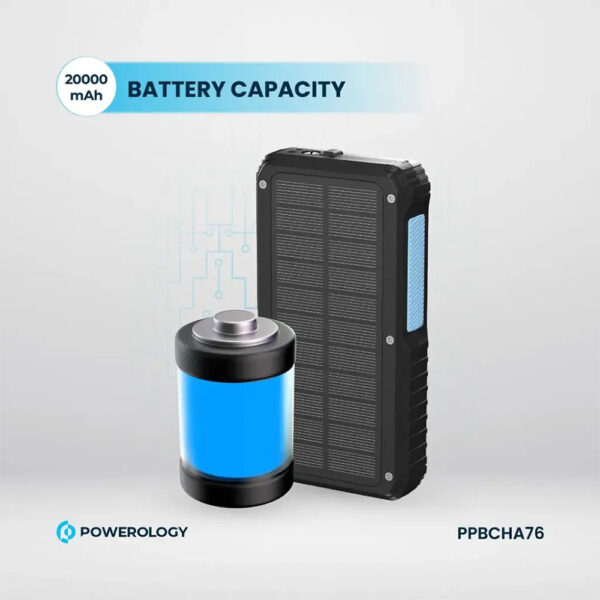 پاوربانک خورشیدی وایرلسی 20000 پاورولوژی Powerology Solar Wireless Charging Power Bank PPBCHA76 - مشکی