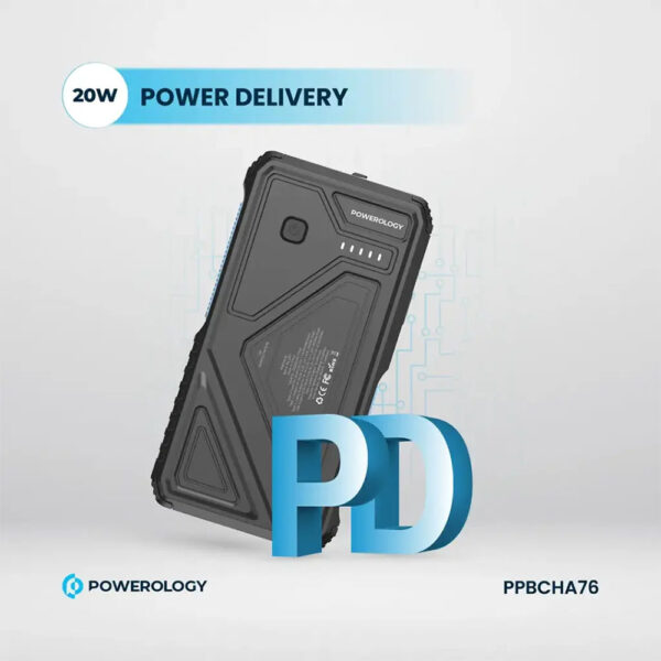 پاوربانک خورشیدی وایرلسی 20000 پاورولوژی Powerology Solar Wireless Charging Power Bank PPBCHA76 - مشکی