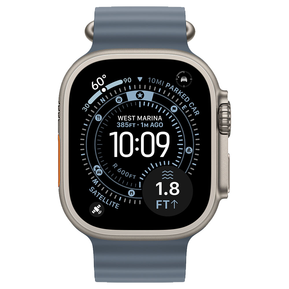 اپل واچ اولترا 3 رنگ تیتانیوم نچرال با بند اوشن آبی (Anchor Blue) - سایز ۴۹ میلیمتر