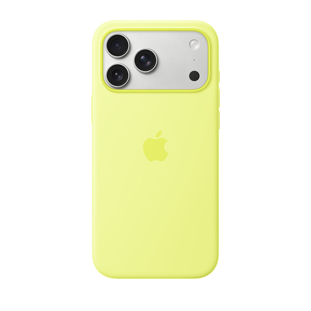 قاب اورجینال اپل آيفون ۱۷ پرو مکس سیلیکونی مدل iPhone 17 Pro Max Silicone Case with MagSafe – Neon Yellow رنگ زرد