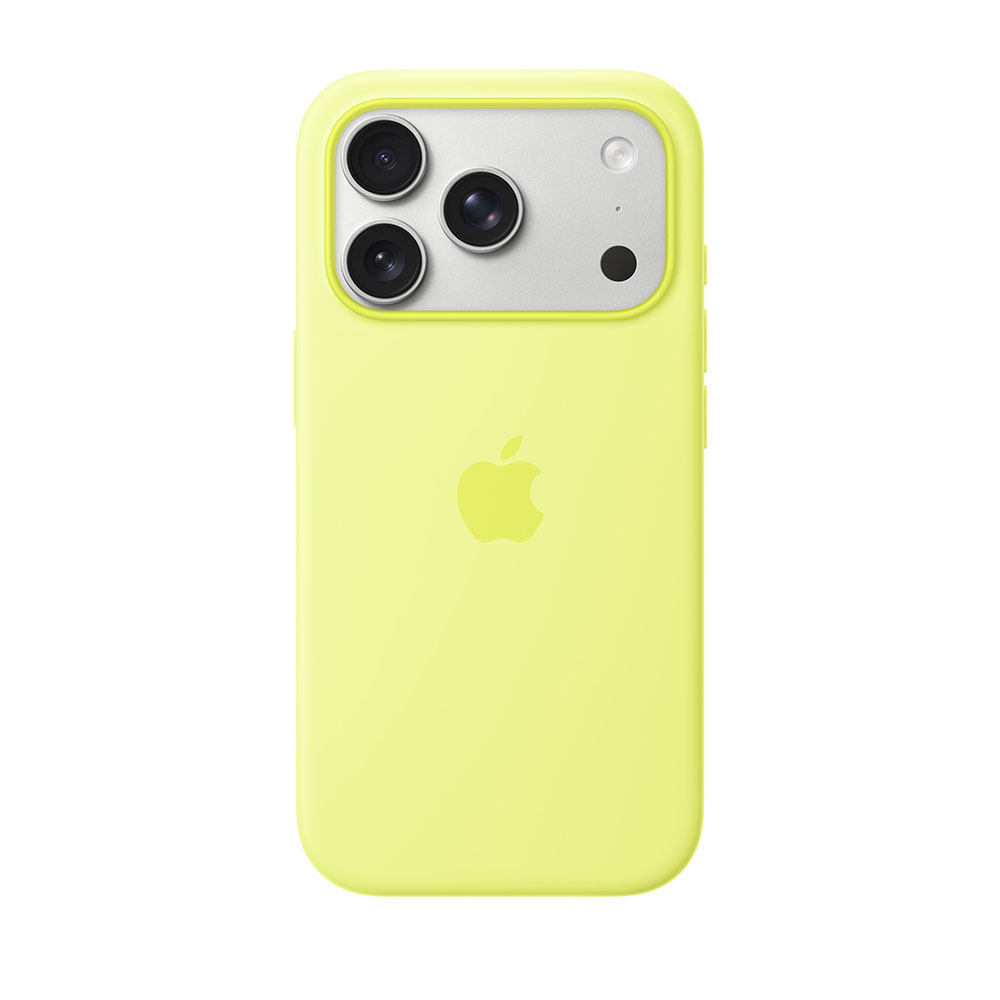 قاب اورجینال اپل آيفون ۱۷ پرو سیلیکونی مدل iPhone 17 Pro Silicone Case with MagSafe – Neon Yellow رنگ زرد