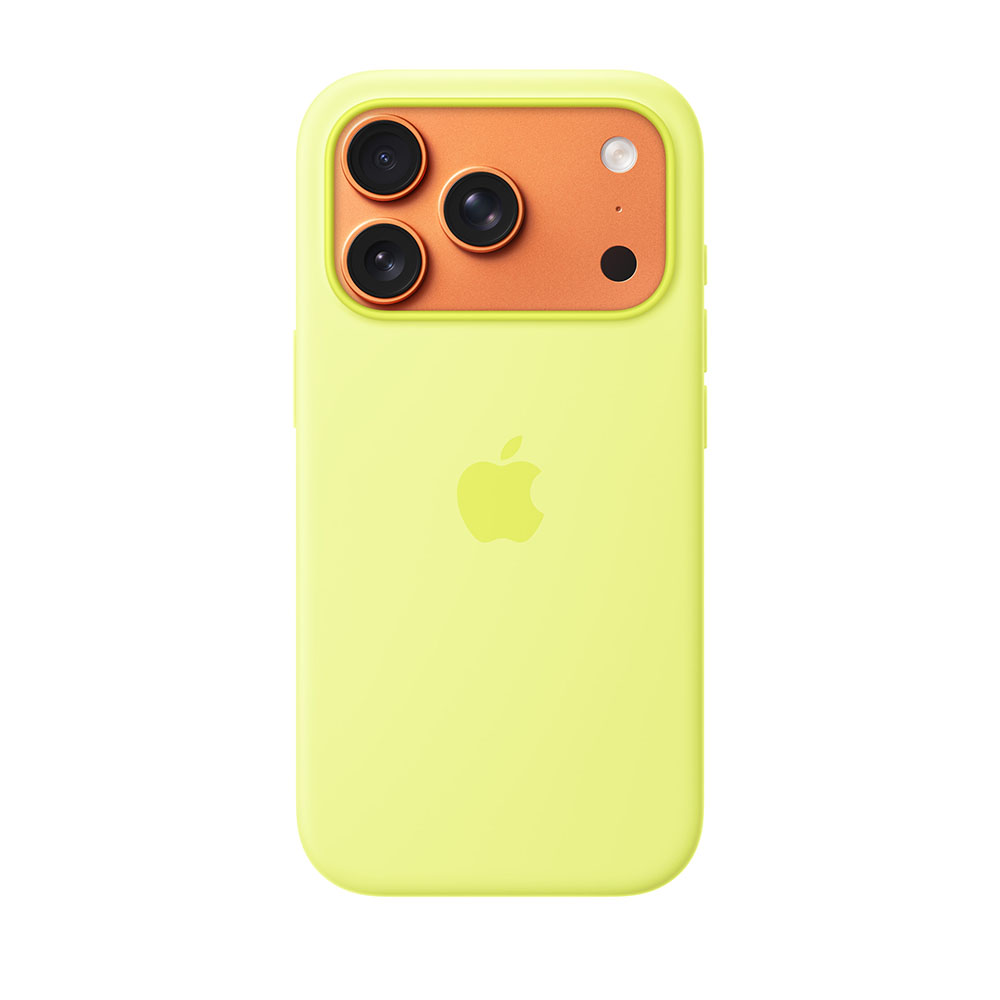 قاب اورجینال اپل آيفون ۱۷ پرو سیلیکونی مدل iPhone 17 Pro Silicone Case with MagSafe – Neon Yellow رنگ زرد