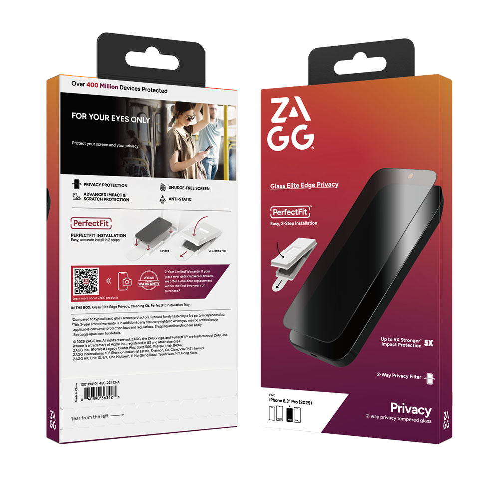 گلس زگ شفاف برای آیفون ۱۷ پرو به همراه کیت نصب مدل ZAGG Plus Edge Clear (PrfectFit)