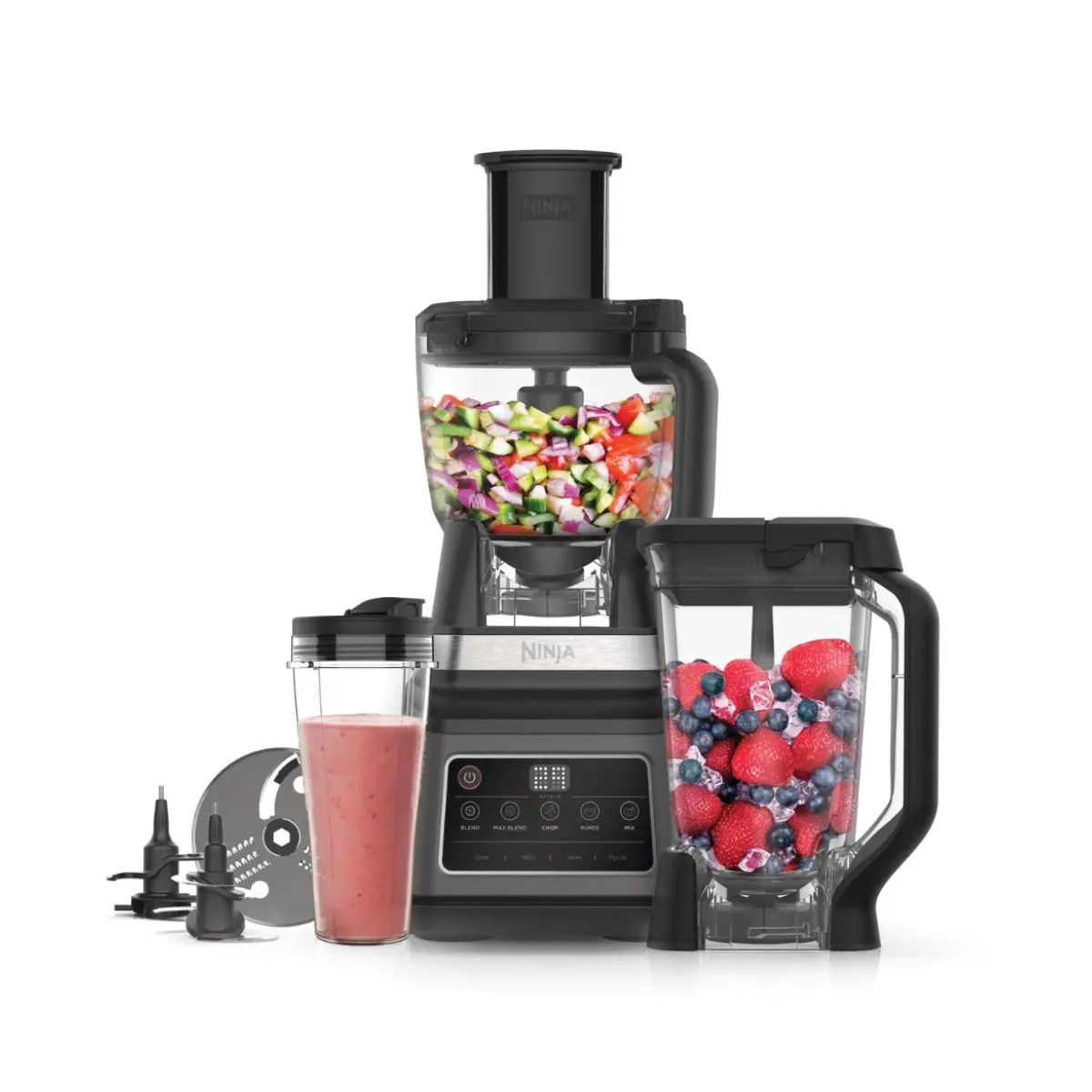 غذاساز برند نینجا مدل Ninja 3-in-1 Food Processor with Auto-IQ BN801 - (مشکی / نقره ای)