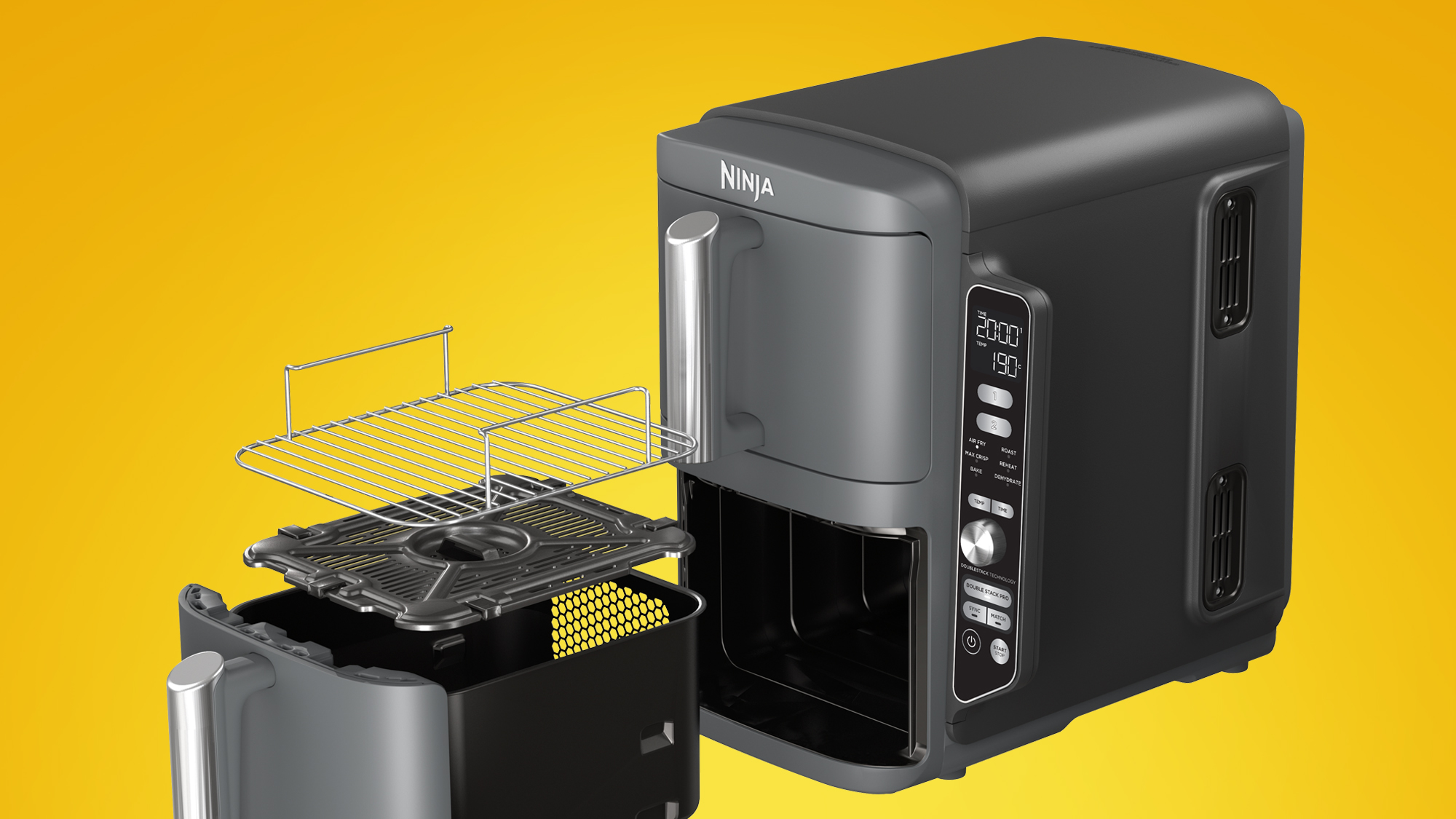 سبد هواپز و سرخ کن برند نینجا مدل Ninja Double Stack XL Air Fryer SL400 - خاکستری
