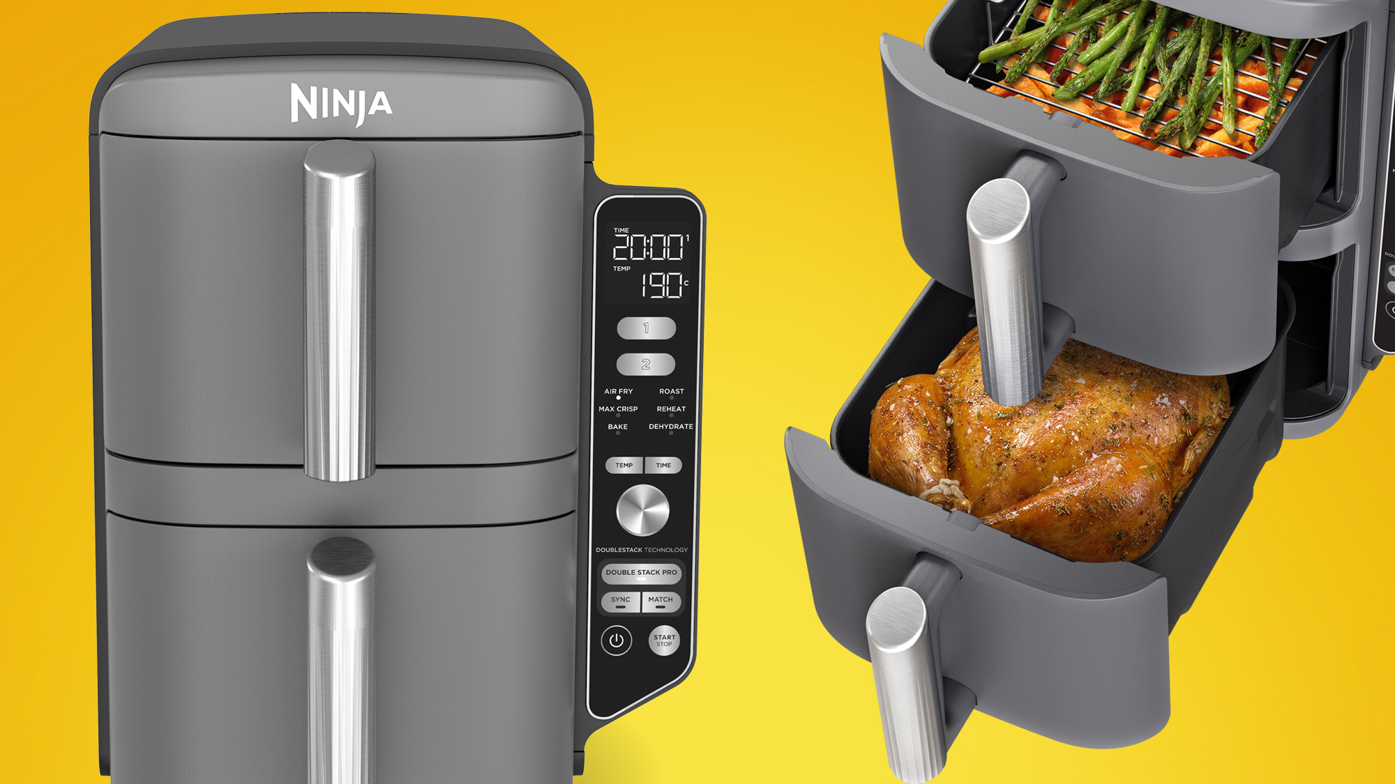 هواپز و سرخ کن برند نینجا مدل Ninja Double Stack XL Air Fryer SL400 - خاکستری