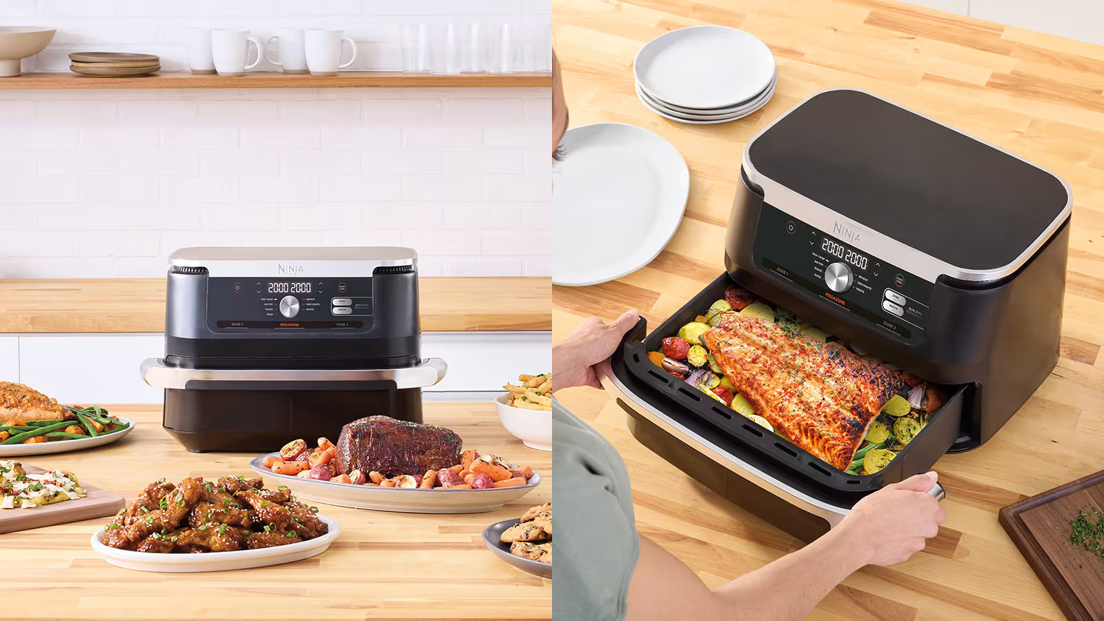 ظرفیت بالای پخت هواپز و سرخ کن برند نینجا مدل Ninja Foodi FlexDrawer MegaZone Air Fryer AF500 - مشکی