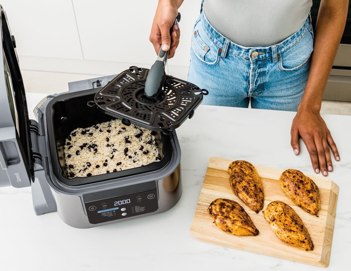 ظرفیت هواپز و سرخ کن برند نینجا مدل Ninja Speedi 10-in-1 Rapid Cooker & Air Fryer ON400 - خاکستری