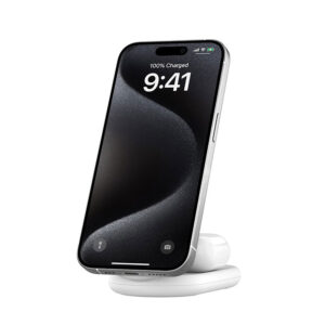 استند و شارژر وایرلس مگ سیف بلکین Belkin Boost Charge 2 in 1 Magnetic Foldable charger توان 15 وات
