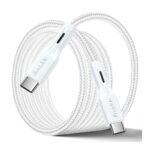کابل ۱.۸متری شارژ دوسر تایپ سی جینسدار Jinsdar USB-C TO USB-C 140W Turbocharge | رنگ سفید