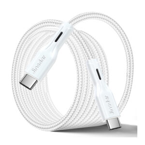 کابل ۱.۸متری شارژ دوسر تایپ سی جینسدار Jinsdar USB-C TO USB-C 140W Turbocharge | رنگ سفید