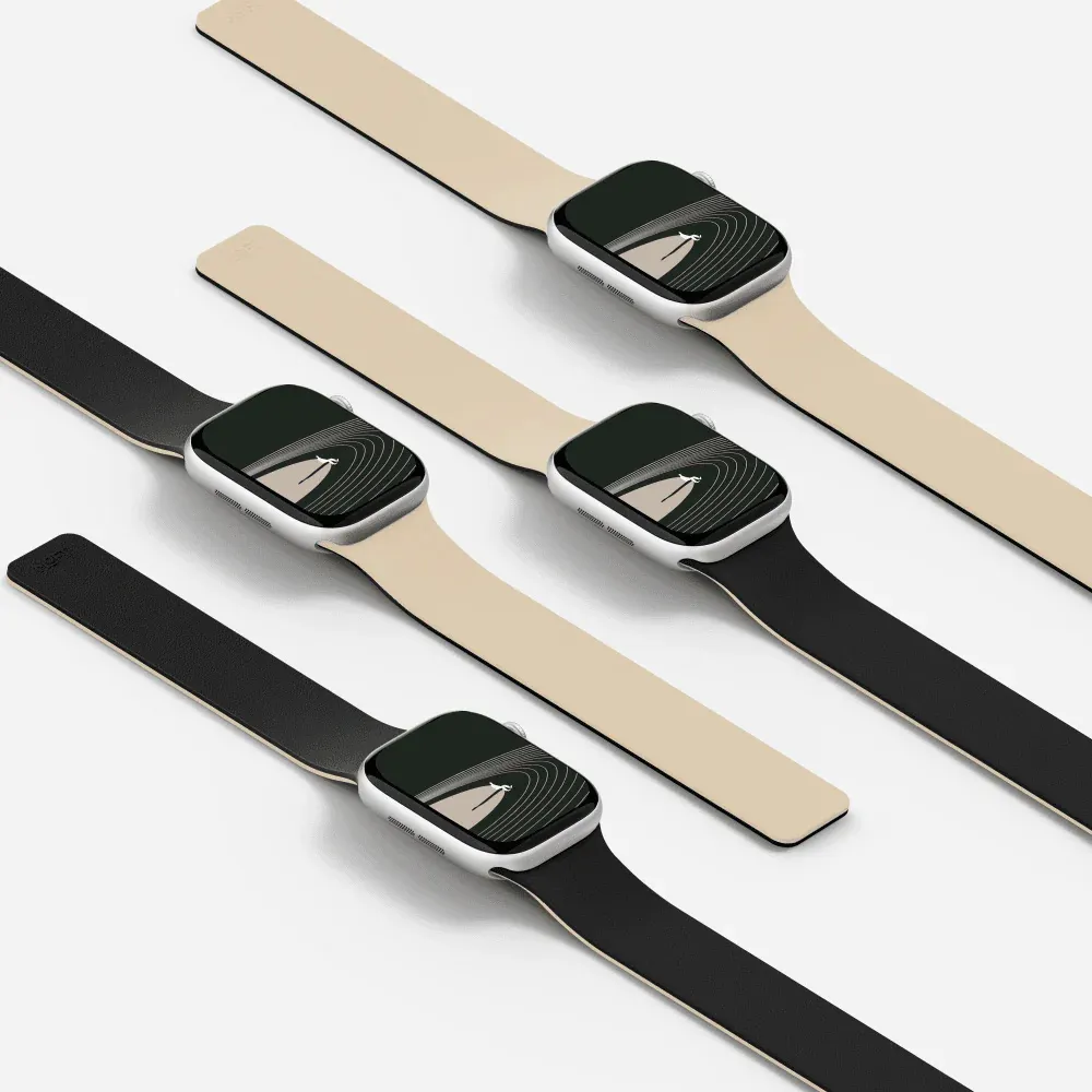 بند دورو اپل واچ برند مافت مدل MOFT Snap Duo Watch Band سایز ۳۸/۴۰/۴۱/۴۲ میلی متر رنگ مشکی/کرم