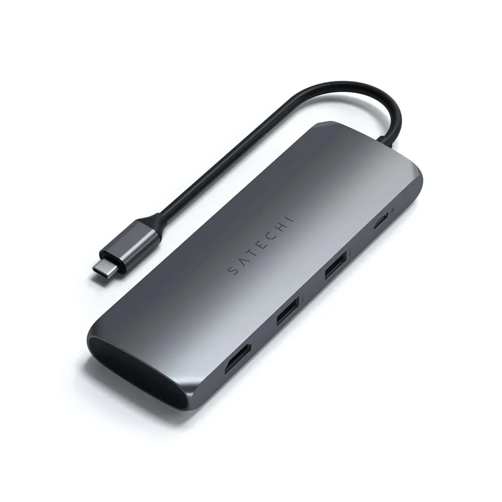 هاب ۴ پورت ساتچی مدل Satechi 4in1 USB-C Hybrid W/SS Enclosure رنگ طوسی