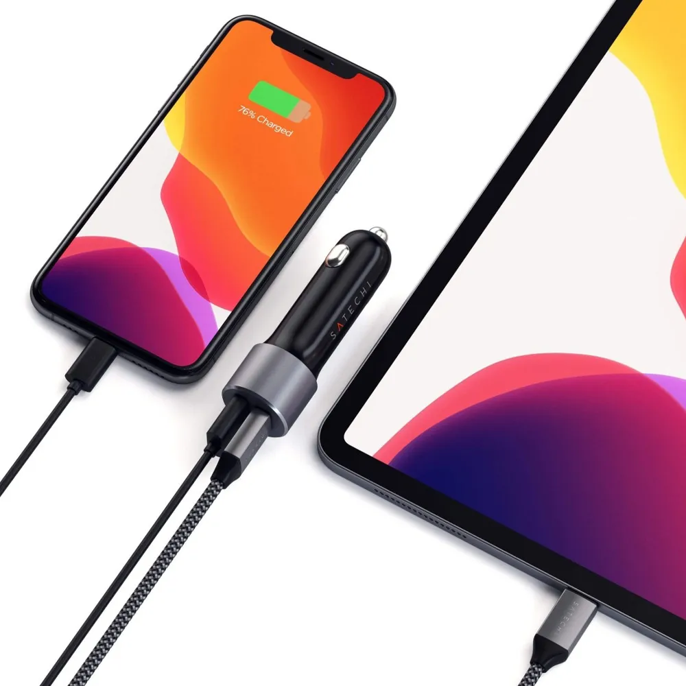 شارژر فندکی ۷۲ وات دو پورت ساتچی مدل Satechi 72W Dual Port Car Charger