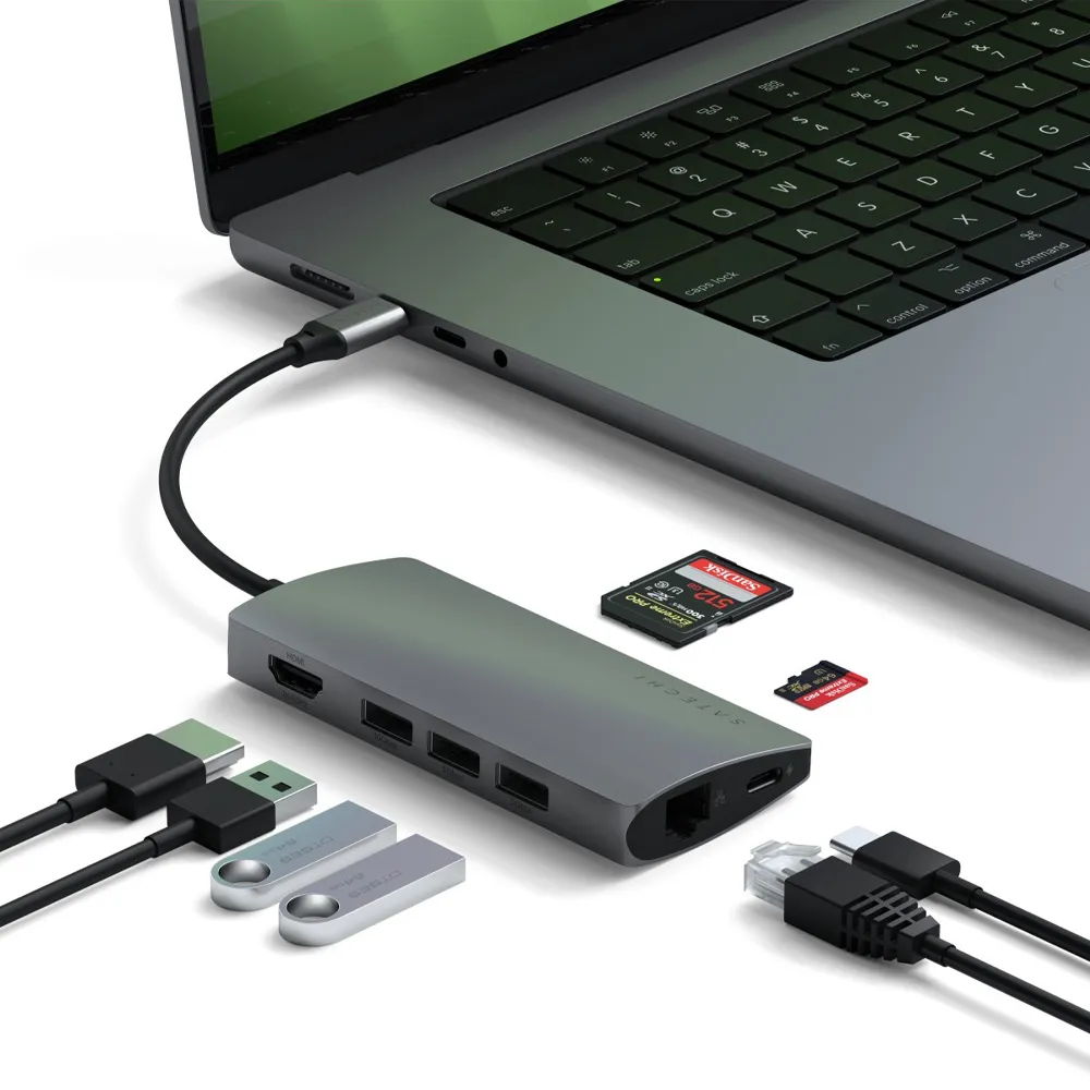 هاب ۸ پورت ساتچی مدل Satechi 8in1 USB-C Multiport 4K رنگ خاکستری