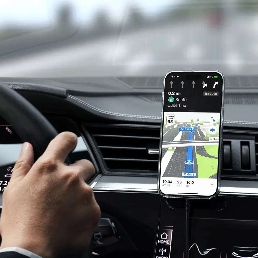 هولدر و شارژر مگ سیف ۲۵ وات همراه با فندکی ساتچی مدل Satechi Qi2 Wireless Car Charger