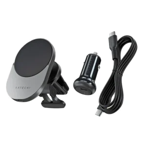 هولدر و شارژر مگ سیف ۲۵ وات همراه با فندکی ساتچی مدل Satechi Qi2 Wireless Car Charger
