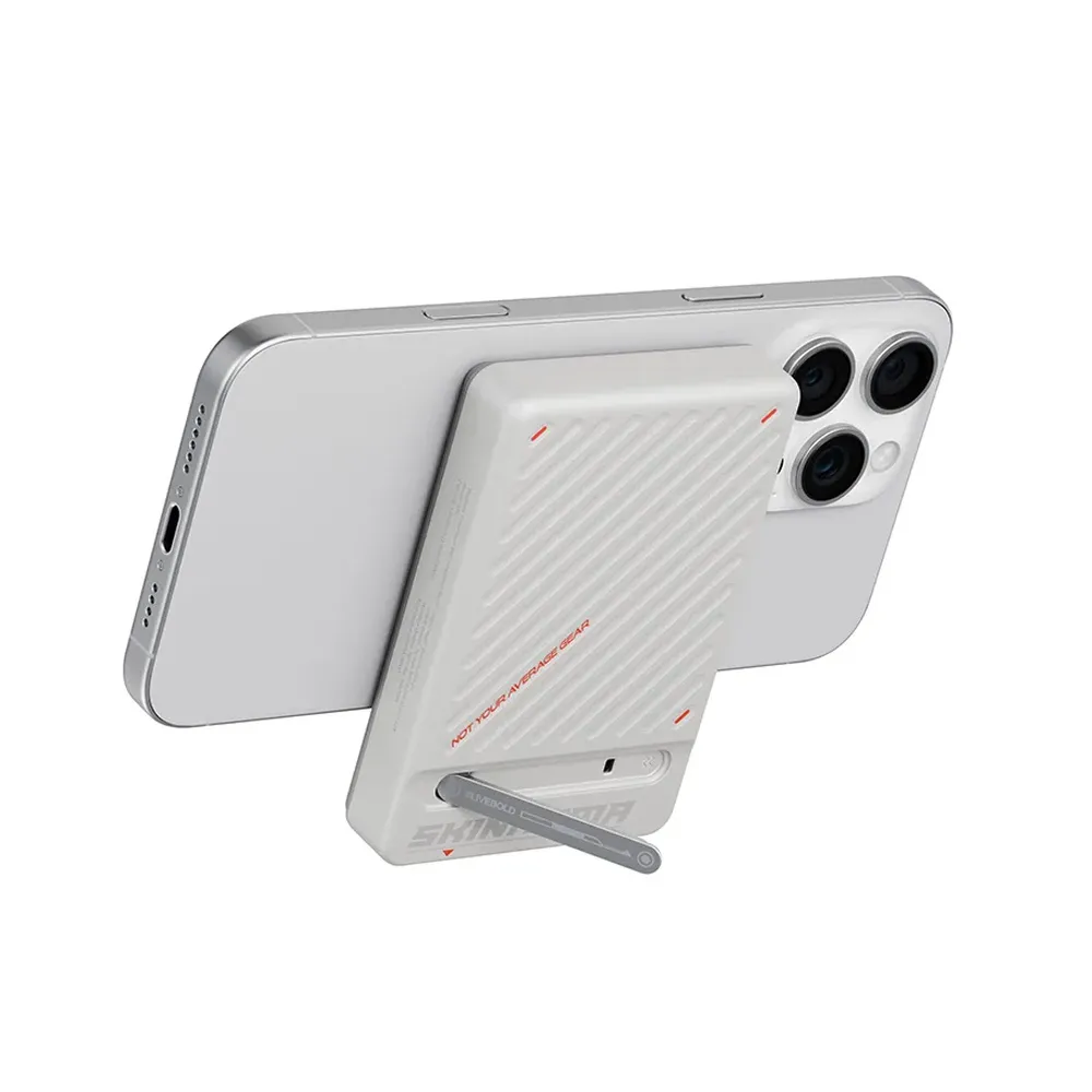 پاوربانک ۱۰۰۰۰ میلی آمپر مگ سیف اسکین آرما مدل Skinarma ARC 10000mAh Magnetic Powerbank رنگ خاکستری روشن