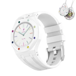 ساعت سواچ x آدومارس پیگه مدل Swatch x Audemars Piguet Royal Pop - HUIT BLANC به همراه بند سیلیکونی