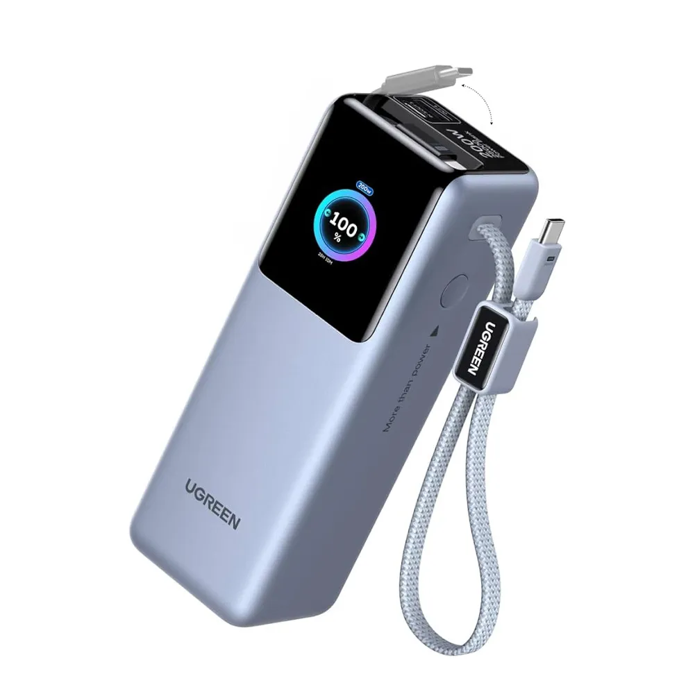 پاور بانک یوگرین 25000 میلی آمپر ۲۰۰ وات مدل Ugreen Nexode Pro رنگ خاکستری