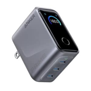 شارژر دیواری انکر ۱۶۰ وات ۳ پورت مدل Anker Prime Charger Smart Display A2687 رنگ مشکی