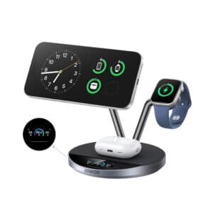 استند و شارژر وایرلس ۳ کاره انکر مدل Anker Prime Wireless Charging Station B25X7 رنگ مشکی