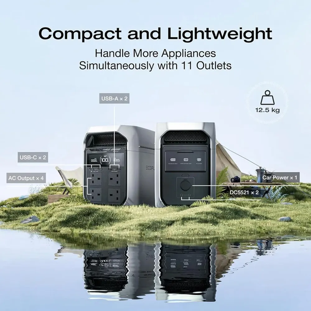 پاور استیشن اکوفلو مدل EcoFlow Delta 3 Max ظرفیت ۲۰۴۸ واتساعت توان خروجی ۴۸۰۰ وات