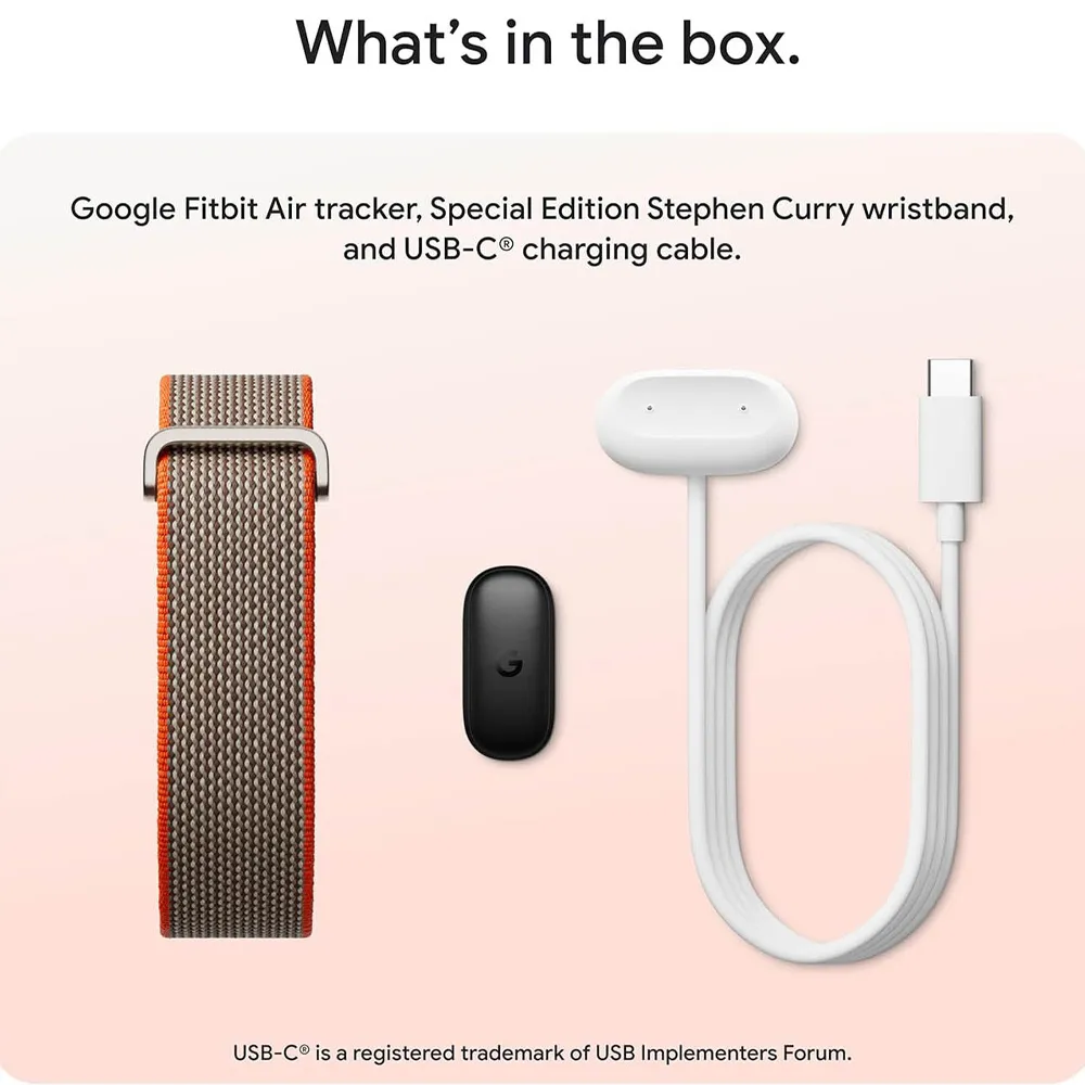 دستبند هوشمند ورزشی فیت بیت گوگل مدل Google Fitbit Air Stephen Curry Special Edition رنگ قهوه ای/نارنجی