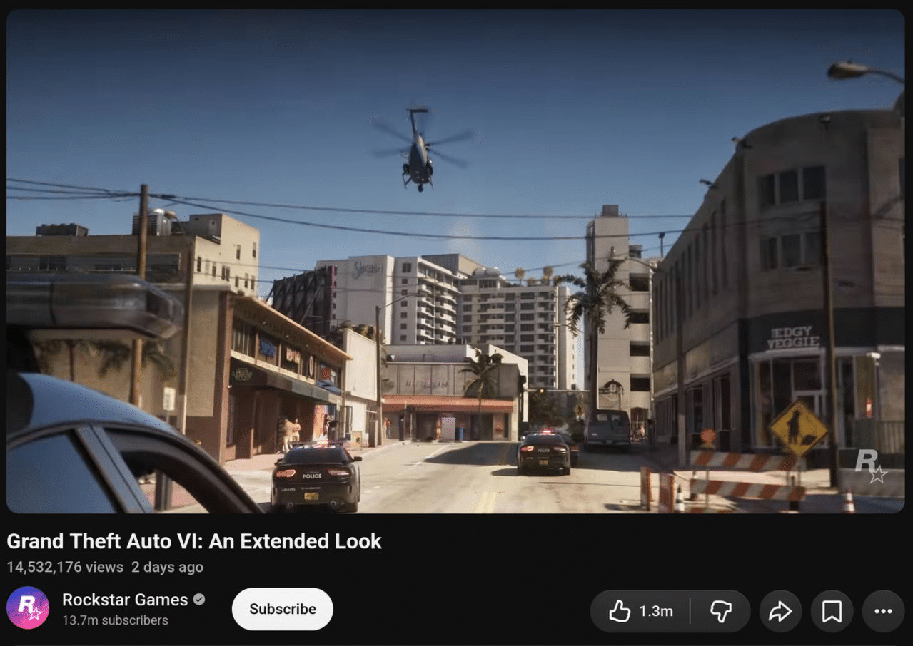 تریلر گیم‌پلی Gta 6 بیش از ۴ میلیون بیننده هم‌زمان داشت