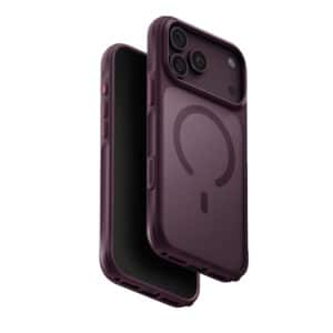 قاب آيفون ۱۸ پرو یونیک مدل Uniq Veren Frosted Shield Case رنگ زرشکی (Burgundy Frost)