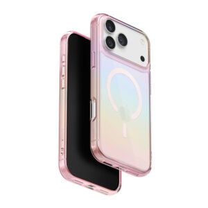 قاب آيفون ۱۷ پرومکس یونیک مدل Uniq Iridescia Holographic Case with MagClick رنگ صورتی (Pink Prism)